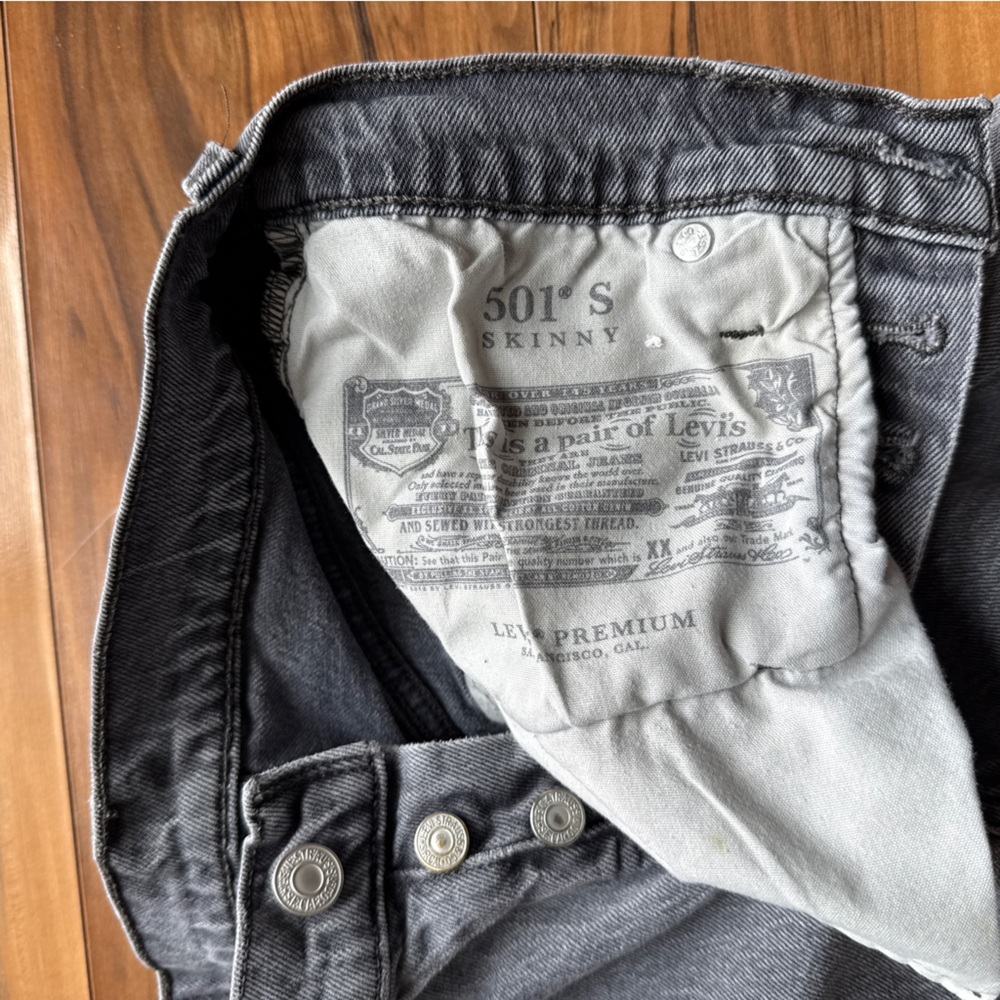 Levi’s 501 Skinny Washed Grey High Rise Denim Jeans - Picture 6 of 15